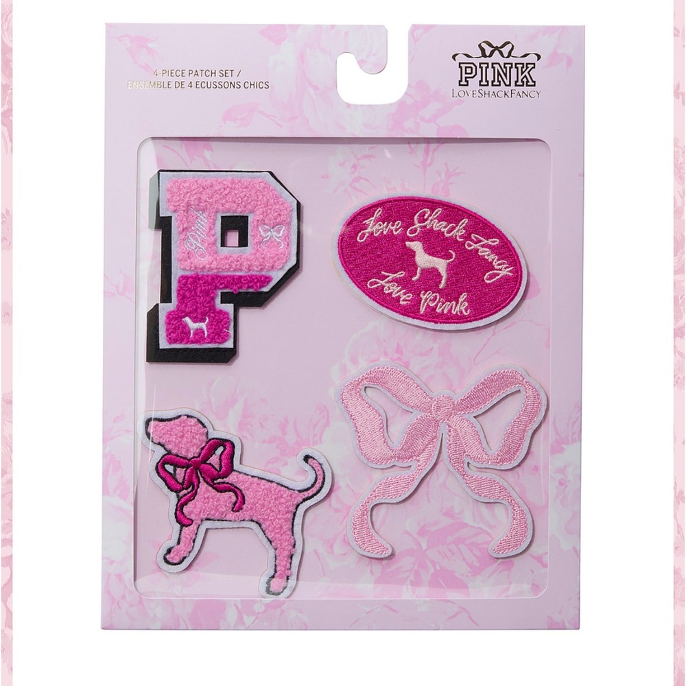 NWT RTS PINK X LOVESHACKFANCY 4-PIECE PATCH SET